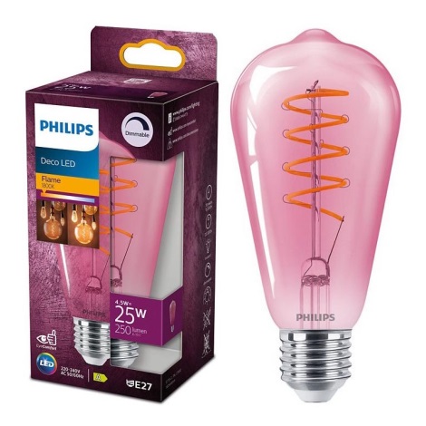LED Ściemniana żarówka DECO Philips ST64 E27/4,5W/230V 1800K