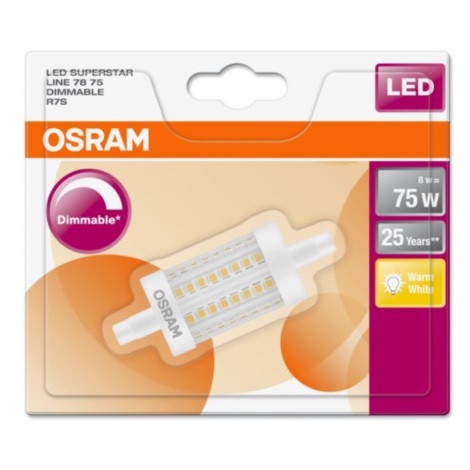 LED Ściemniana żarówka R7s/8W/230V 2700K - Osram 78 mm