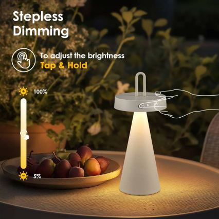 LED ściemnialna zewnętrzna ładowalna dotykowa lampa stołowa HALO LED/1,5W/3,7V 3000 mAh IP44 szara