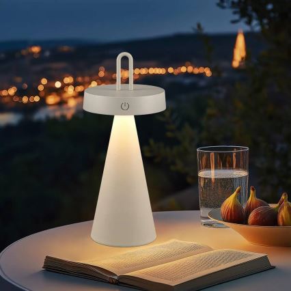 LED ściemnialna zewnętrzna ładowalna dotykowa lampa stołowa HALO LED/1,5W/3,7V 3000 mAh IP44 szara