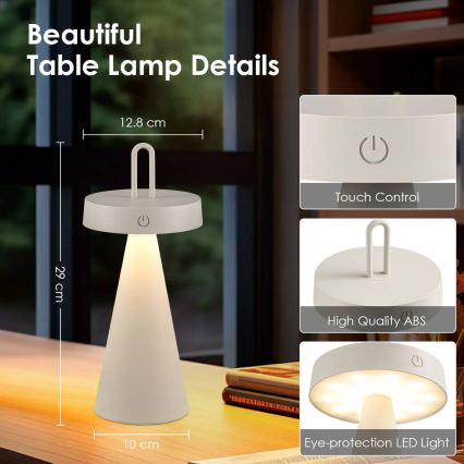 LED ściemnialna zewnętrzna ładowalna dotykowa lampa stołowa HALO LED/1,5W/3,7V 3000 mAh IP44 szara