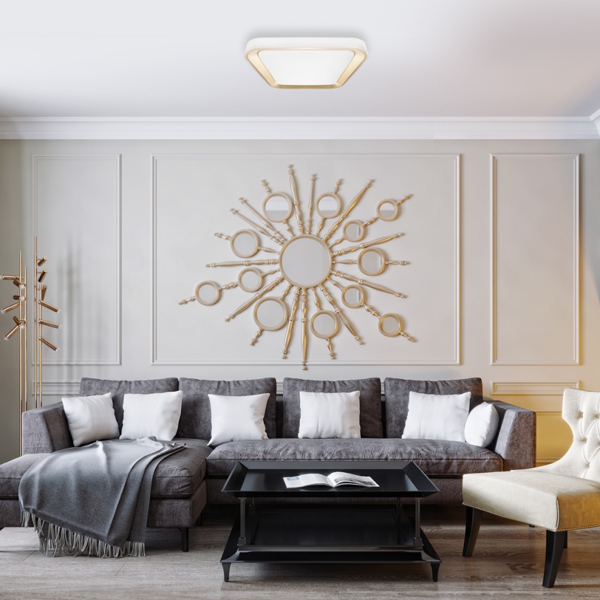 LED Regulowane oświetlenie sufitowe QUADRO LED/38W/230V 3000-6000K białe/złote + pilot do zdalnego sterowania