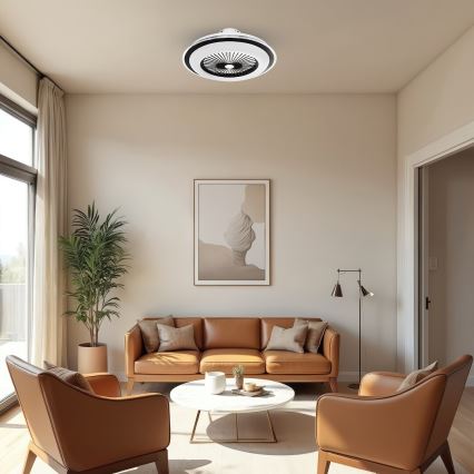 LED Regulowane oświetlenie sufitowe z wentylatorem ZEPHYR LED/48W/230V 3000-6000K czarne + pilot do zdalnego sterowania