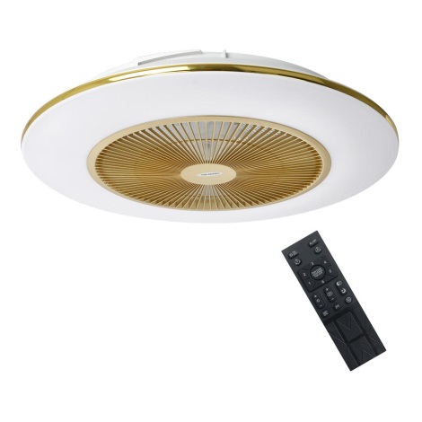 LED Ściemniany plafon z wentylatorem ARIA LED/38W/230V złoty+pilot