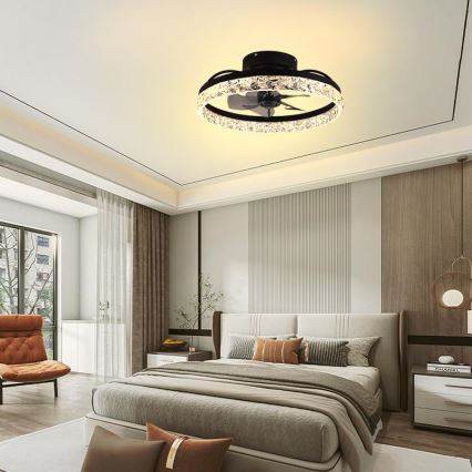 LED Ściemniany plafon z wentylatorem LED/35W/230V 3000-6500K czarny + zdalne sterowanie