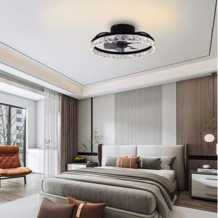 LED Ściemniany plafon z wentylatorem LED/35W/230V 3000-6500K czarny + zdalne sterowanie