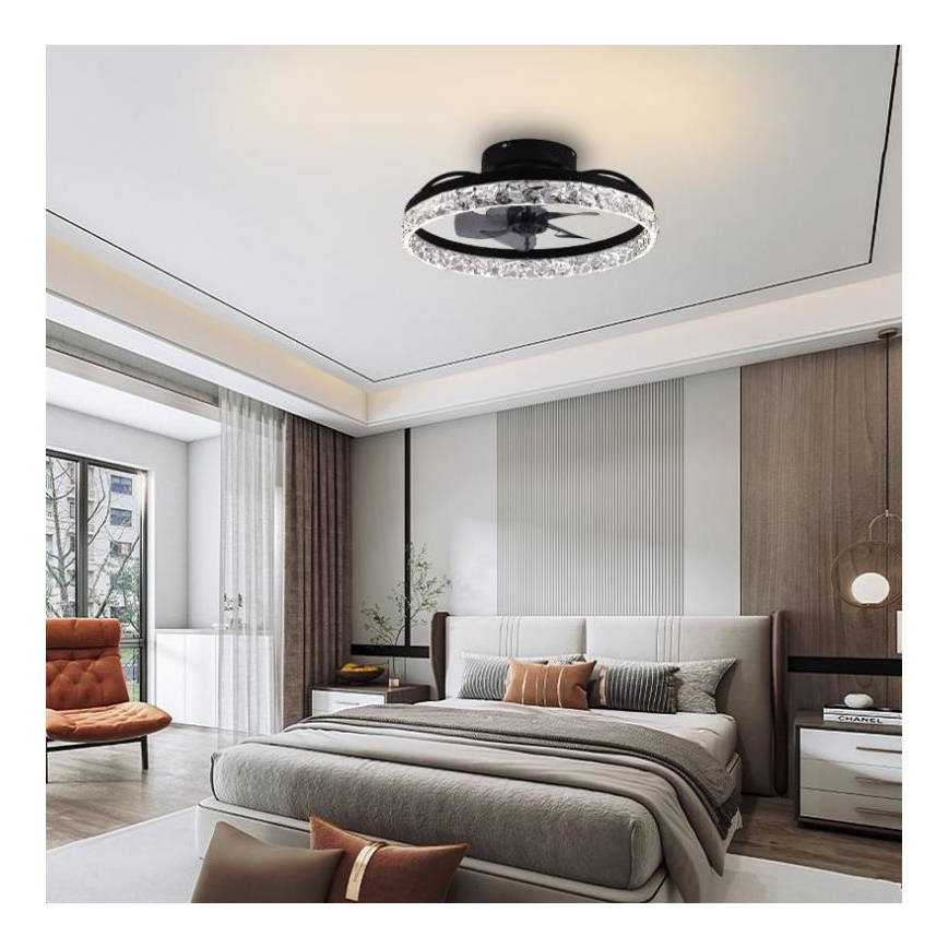 LED Ściemniany plafon z wentylatorem LED/35W/230V 3000-6500K czarny + zdalne sterowanie