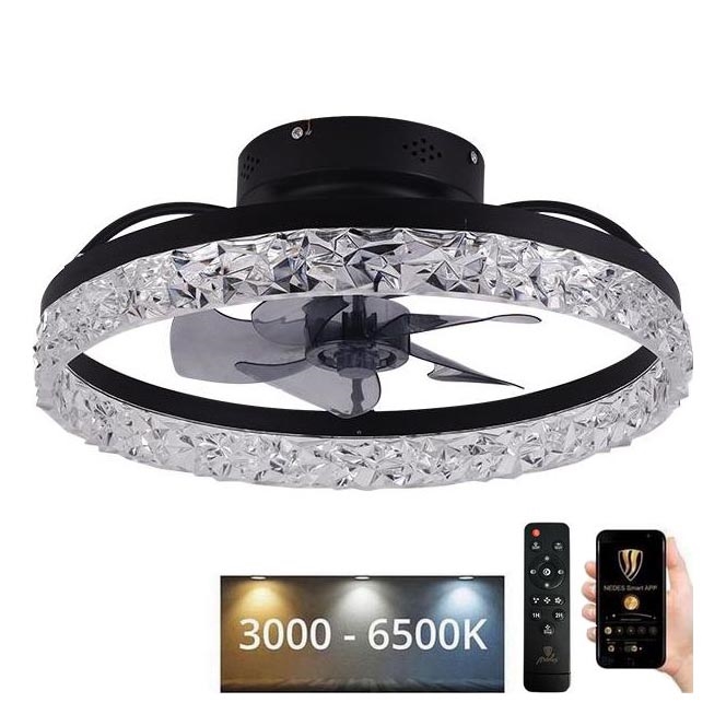 LED Ściemniany plafon z wentylatorem LED/35W/230V 3000-6500K czarny + zdalne sterowanie