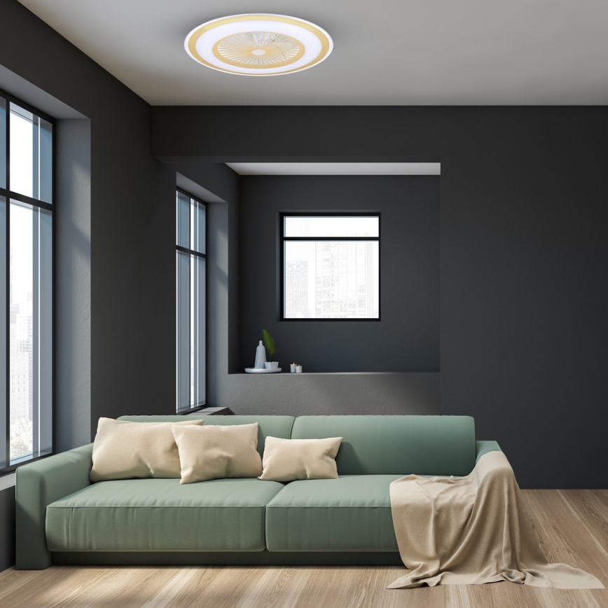 LED Ściemniany plafon z wentylatorem ZEPHYR LED/48W/230V 3000-6000K złoty + pilot