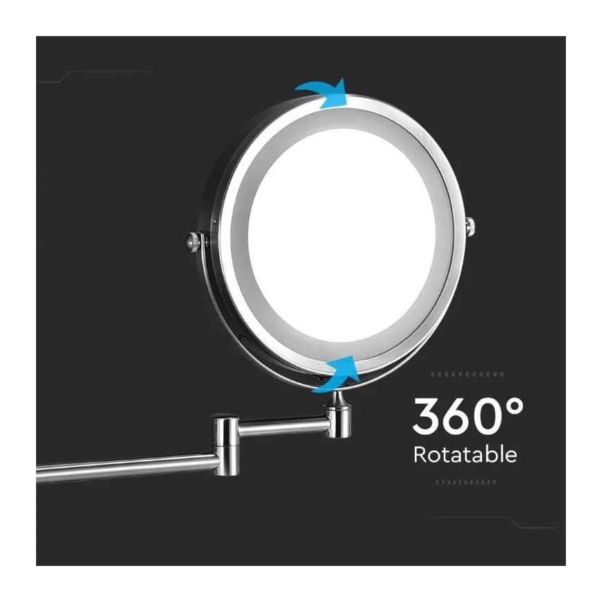 LED Ścienne lusterko kosmetyczne LED/3W/6V IP44