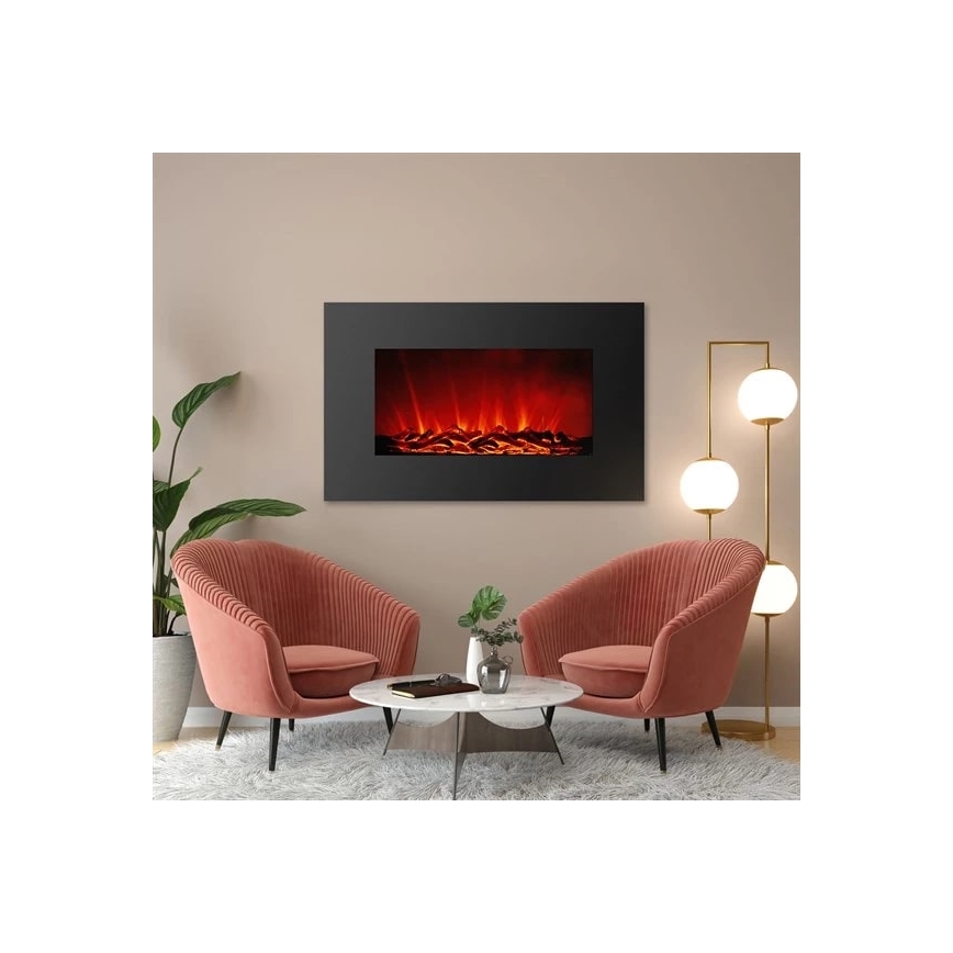 LED Ścienny  kominek elektryczny z ogrzewaniem LED/2000W/230V 56x88 cm