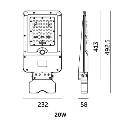 LED solarna latarnia uliczna z czujnikiem STREET LED/20W/7,4V 3000/4000/6000K IP65 5400 mAh