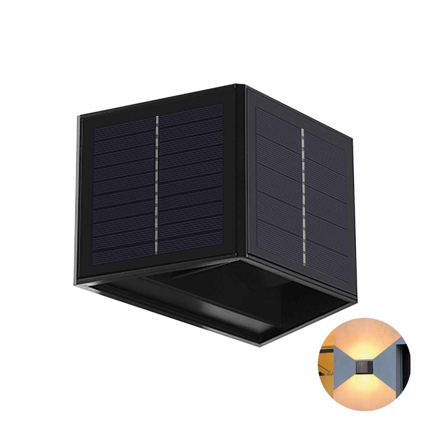 LED Solarna lampa ścienna CUBUS 2xLED/1,5W/3,7V 1500 mAh IP54