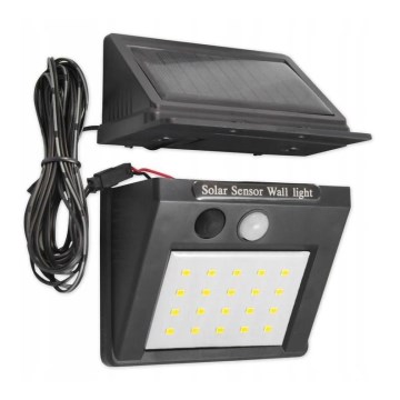 LED Solarna lampa ścienna z czujnikiem i zewnętrznym panelem LED/0,55W/3,7V 1200 mAh IP65