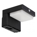 LED solarna lampa ścienna z czujnikiem LED/5W/3,7V 2000 mAh IP44 czarna