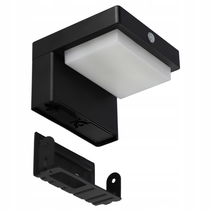 LED solarna lampa ścienna z czujnikiem LED/5W/3,7V 2000 mAh IP44 czarna