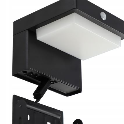 LED solarna lampa ścienna z czujnikiem LED/5W/3,7V 2000 mAh IP44 czarna