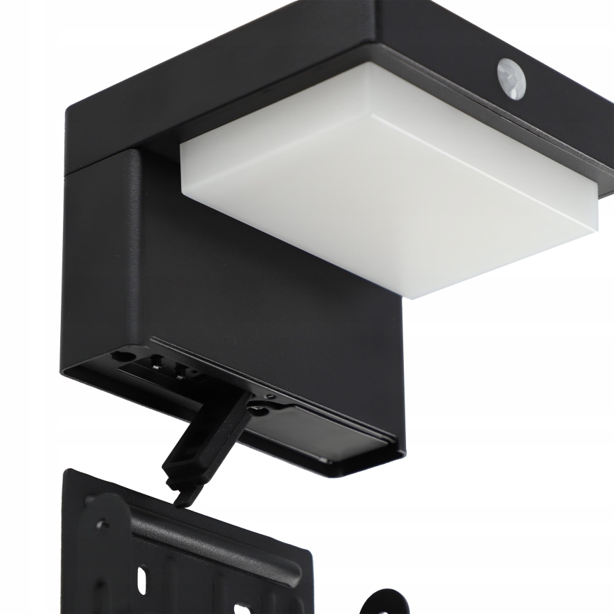 LED solarna lampa ścienna z czujnikiem LED/5W/3,7V 2000 mAh IP44 czarna
