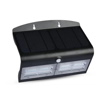 LED Solarna lampa ścienna z czujnikiem LED/7W/3,7V 4000K IP65 4000 mAh czarna