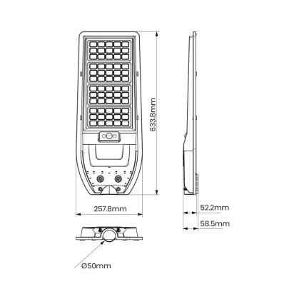 LED Solarna lampa uliczna VIA 150W/15000 mAh 3,2V 6000K IP65 + pilot