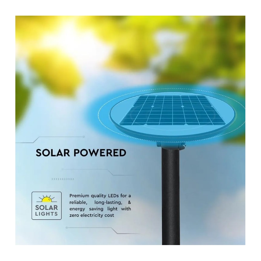 LED Solarna lampa uliczna z czujnikiem LED/10W/3,2V 6500K IP65 25000 mAh + zdalne sterowanie