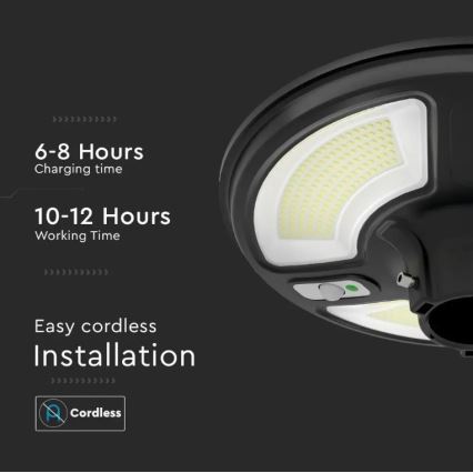 LED Solarna lampa uliczna z czujnikiem LED/10W/3,2V 6500K IP65 25000 mAh + zdalne sterowanie