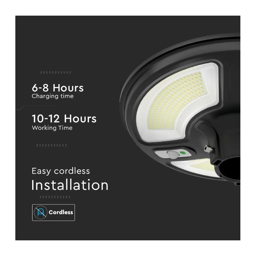 LED Solarna lampa uliczna z czujnikiem LED/10W/3,2V 6500K IP65 25000 mAh + zdalne sterowanie