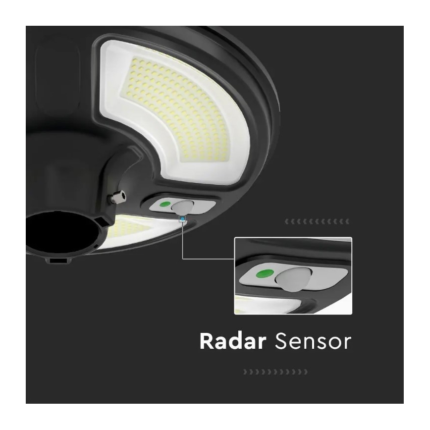 LED Solarna lampa uliczna z czujnikiem LED/10W/3,2V 6500K IP65 25000 mAh + zdalne sterowanie