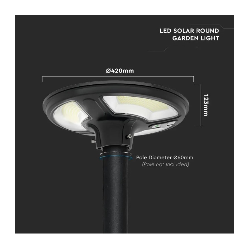 LED Solarna lampa uliczna z czujnikiem LED/10W/3,2V 6500K IP65 25000 mAh + zdalne sterowanie