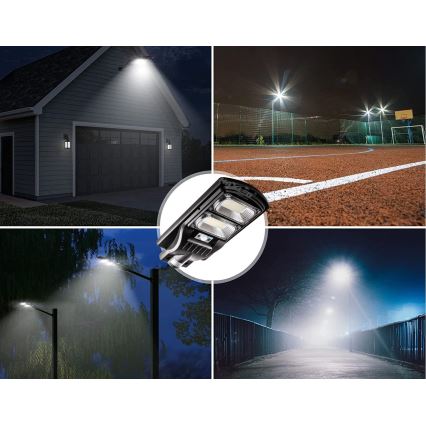 LED Ściemnialna solarna lampa uliczna z czujnikiem LED/120W/6V 6500K IP65 czarny + zdalne sterowanie