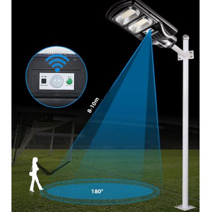 LED Ściemnialna solarna lampa uliczna z czujnikiem LED/120W/6V 6500K IP65 czarny + zdalne sterowanie