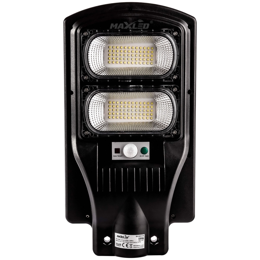 LED Ściemnialna solarna lampa uliczna z czujnikiem LED/120W/6V 6500K IP65 czarny + zdalne sterowanie