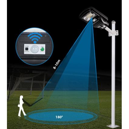 LED Ściemnialna solarna lampa uliczna z czujnikiem LED/150W/6V 6500K IP65 czarny + zdalne sterowanie
