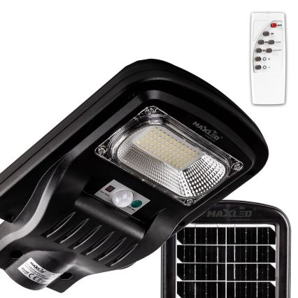 LED Ściemnialna solarna lampa uliczna z czujnikiem LED/150W/6V 6500K IP65 czarny + zdalne sterowanie