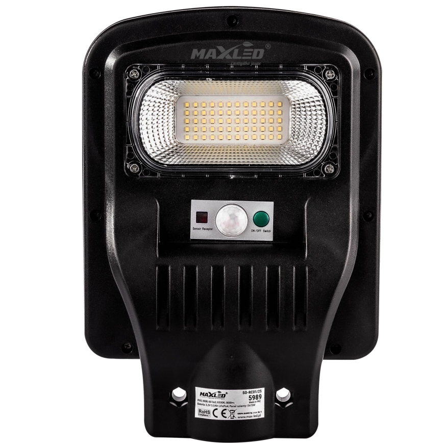LED Ściemnialna solarna lampa uliczna z czujnikiem LED/150W/6V 6500K IP65 czarny + zdalne sterowanie