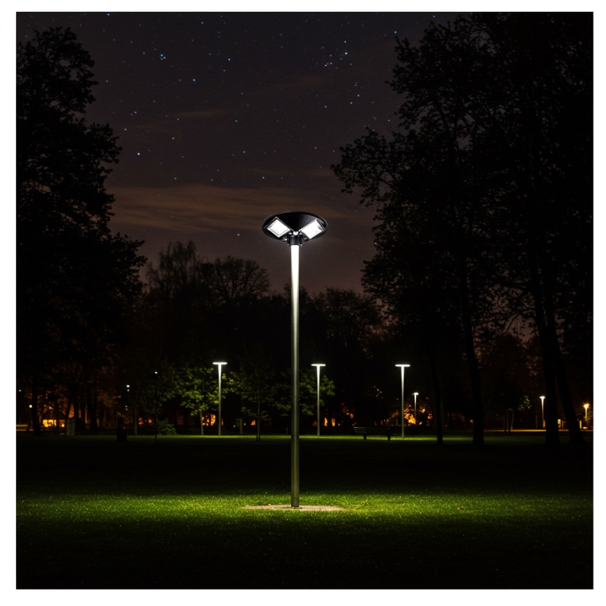 LED Ściemnialna solarna lampa uliczna z czujnikiem LED/15W/6V 11000 mAh 6500K IP65 czarny + zdalne sterowanie