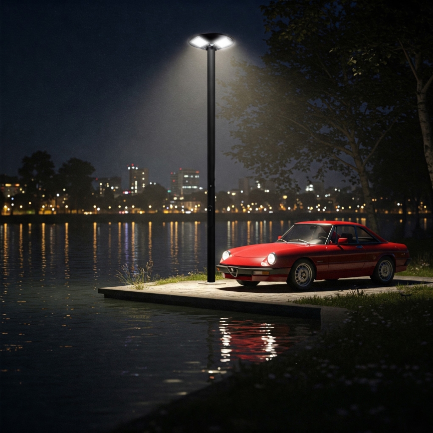 LED Ściemnialna solarna lampa uliczna z czujnikiem LED/15W/6V 11000 mAh 6500K IP65 czarny + zdalne sterowanie