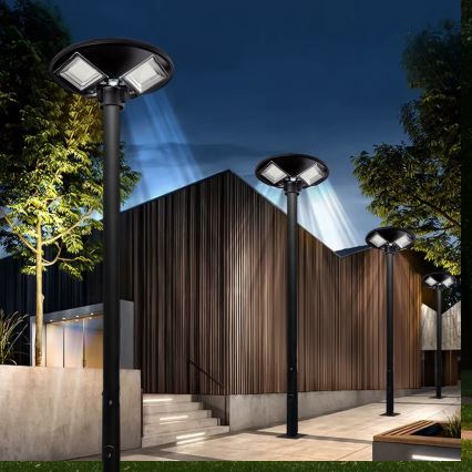 LED Ściemnialna solarna lampa uliczna z czujnikiem LED/15W/6V 11000 mAh 6500K IP65 czarny + zdalne sterowanie