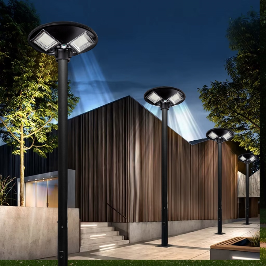 LED Ściemnialna solarna lampa uliczna z czujnikiem LED/15W/6V 11000 mAh 6500K IP65 czarny + zdalne sterowanie