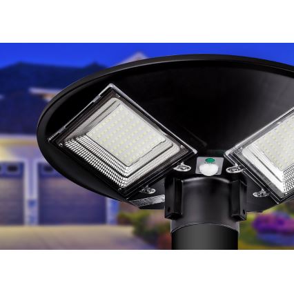 LED Ściemnialna solarna lampa uliczna z czujnikiem LED/15W/6V 11000 mAh 6500K IP65 czarny + zdalne sterowanie