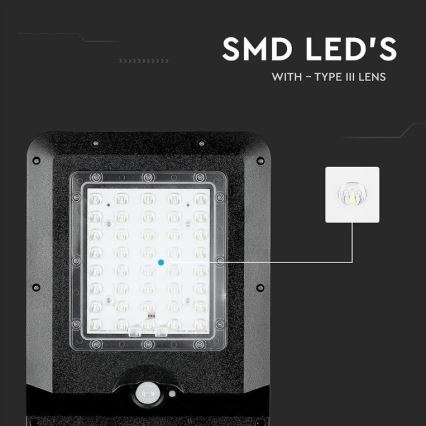 LED Solarna lampa uliczna z czujnikiem LED/15W/7,4V 6000K IP65 10800 mAh