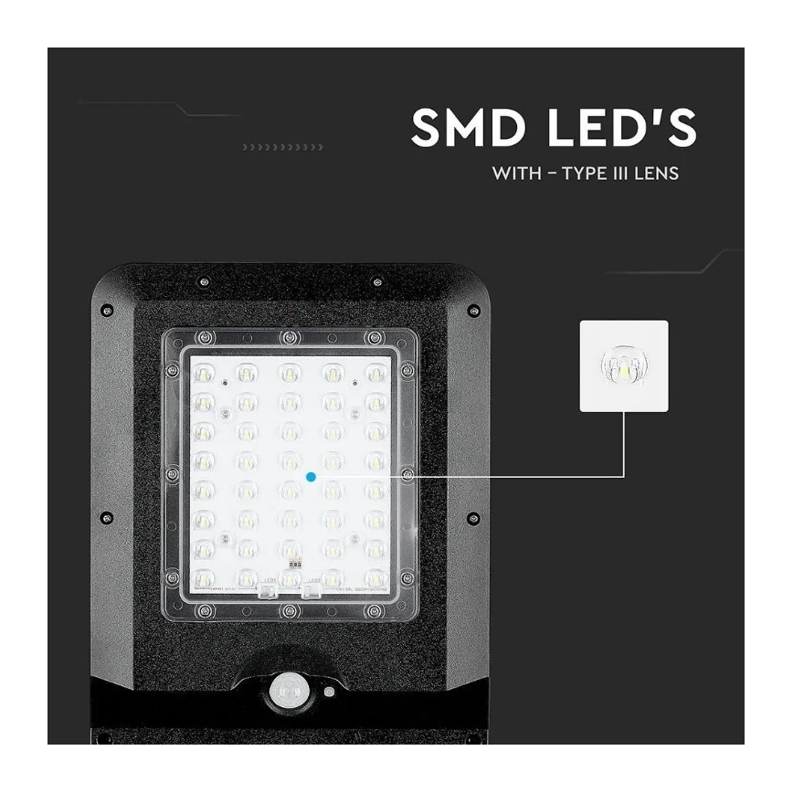 LED Solarna lampa uliczna z czujnikiem LED/15W/7,4V 6000K IP65 10800 mAh