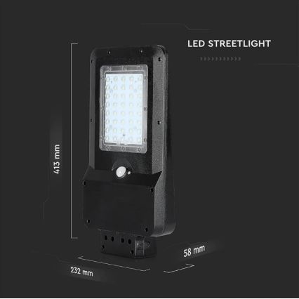 LED Solarna lampa uliczna z czujnikiem LED/15W/7,4V 6000K IP65 10800 mAh