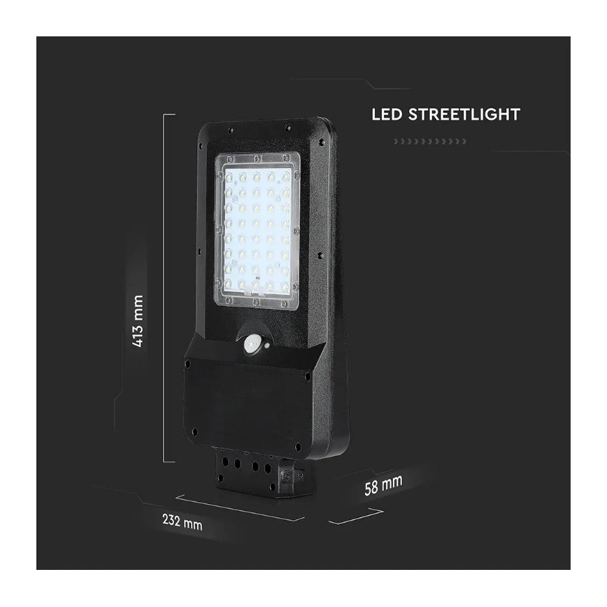 LED Solarna lampa uliczna z czujnikiem LED/15W/7,4V 6000K IP65 10800 mAh