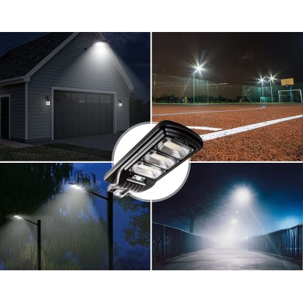 LED Ściemnialna solarna lampa uliczna z czujnikiem LED/180W/6V 6500K IP65 czarny + zdalne sterowanie