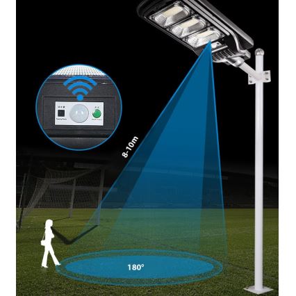 LED Ściemnialna solarna lampa uliczna z czujnikiem LED/180W/6V 6500K IP65 czarny + zdalne sterowanie