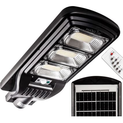LED Ściemnialna solarna lampa uliczna z czujnikiem LED/180W/6V 6500K IP65 czarny + zdalne sterowanie