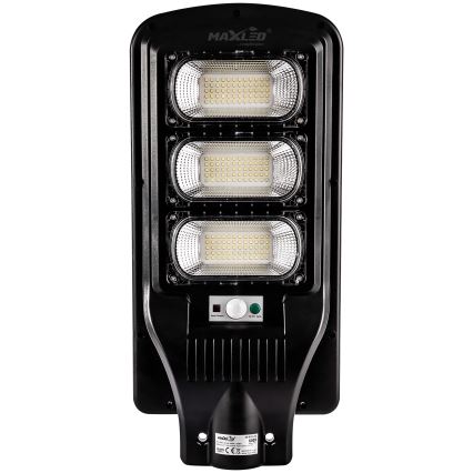 LED Ściemnialna solarna lampa uliczna z czujnikiem LED/180W/6V 6500K IP65 czarny + zdalne sterowanie