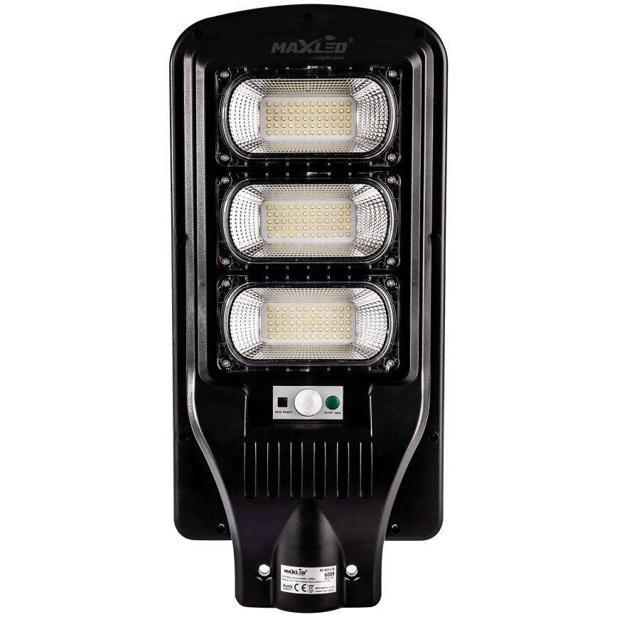 LED Ściemnialna solarna lampa uliczna z czujnikiem LED/180W/6V 6500K IP65 czarny + zdalne sterowanie