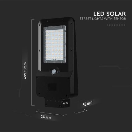 LED Solarna lampa uliczna z czujnikiem LED/20W/7,4V IP65 5400 mAh